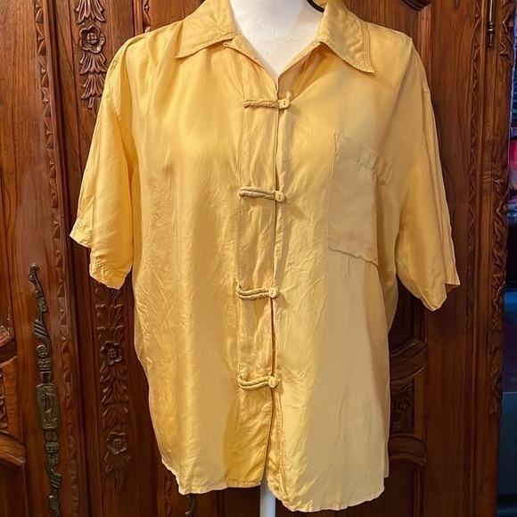 VINTAGE The Limited Yellow 100% Silk Shirt - Picture 1 of 7